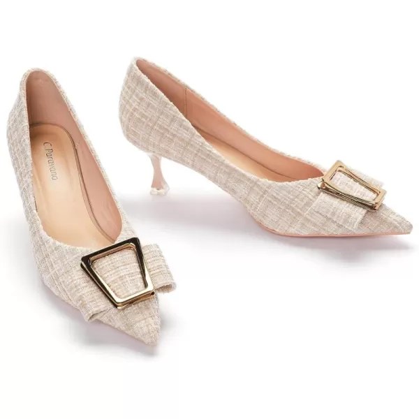 C.Paravano Women's Pump I Pointed Toe Kitten Heel I Closed Toe Low Heel I Comfortable Dress Pump I Leather Wedding Shoes