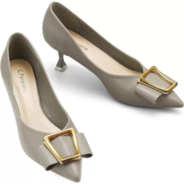 C.Paravano Women's Pump I Pointed Toe Kitten Heel I Closed Toe Low Heel I Comfortable Dress Pump I Leather Wedding Shoes