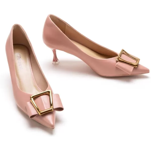 C.Paravano Women's Pump I Pointed Toe Kitten Heel I Closed Toe Low Heel I Comfortable Dress Pump I Leather Wedding Shoes
