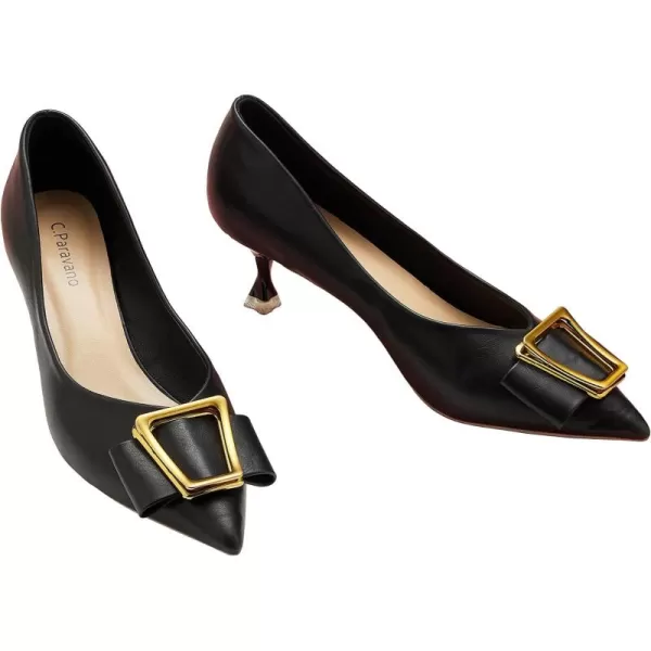 C.Paravano Women's Pump I Pointed Toe Kitten Heel I Closed Toe Low Heel I Comfortable Dress Pump I Leather Wedding Shoes