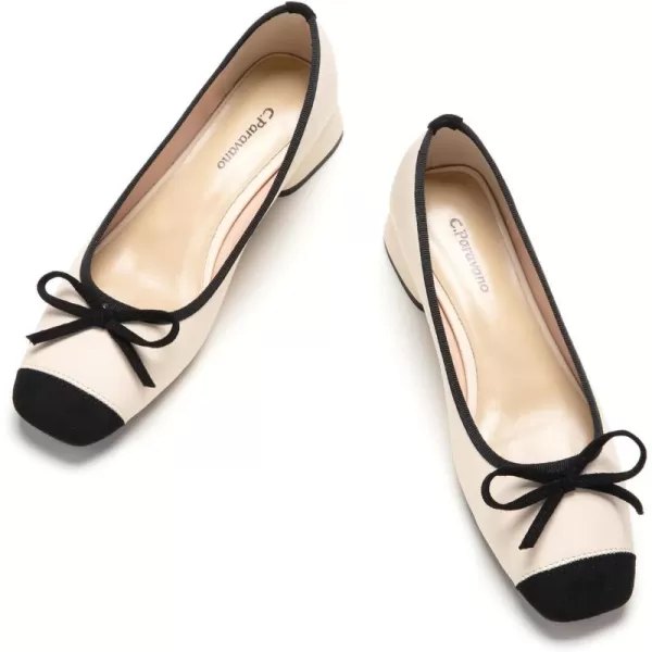C.Paravano Women's Pump | Square Toe Low Block Heels | Closed Toe Chunky Heels | Leather Low Heel Pumps | Dress Wedding Shoes