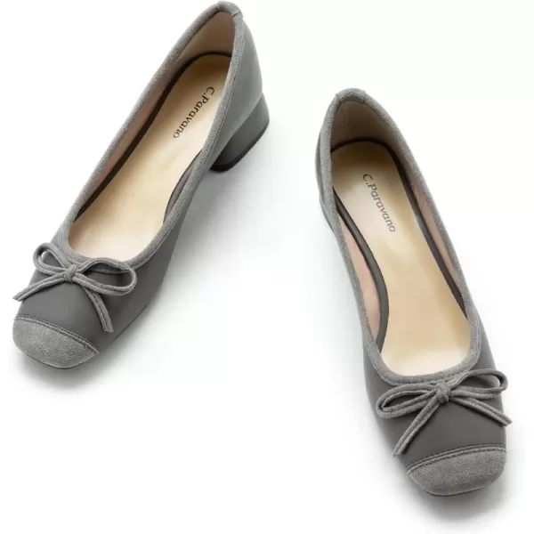 C.Paravano Women's Pump | Square Toe Low Block Heels | Closed Toe Chunky Heels | Leather Low Heel Pumps | Dress Wedding Shoes