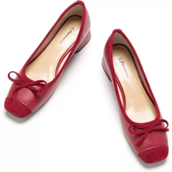 C.Paravano Women's Pump | Square Toe Low Block Heels | Closed Toe Chunky Heels | Leather Low Heel Pumps | Dress Wedding Shoes