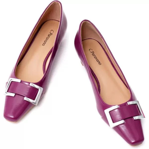C.Paravano Women's Pumps | Closed Toe Chunky Heel | Leather Low Block Heels | Square Toe Low Heels | Dress Pumps Shoes | Pearl Ankle Strap Pumps Shoes