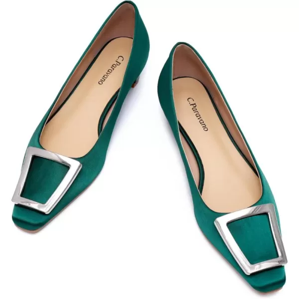 C.Paravano Women's Pumps | Closed Toe Chunky Heel | Leather Low Block Heels | Square Toe Low Heels | Dress Pumps Shoes | Pearl Ankle Strap Pumps Shoes