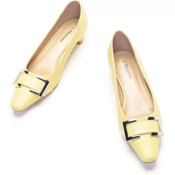 C.Paravano Women's Pumps | Closed Toe Chunky Heel | Leather Low Block Heels | Square Toe Low Heels | Dress Pumps Shoes | Pearl Ankle Strap Pumps Shoes