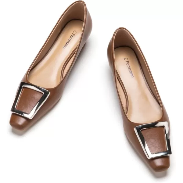 C.Paravano Women's Pumps | Closed Toe Chunky Heel | Leather Low Block Heels | Square Toe Low Heels | Dress Pumps Shoes | Pearl Ankle Strap Pumps Shoes