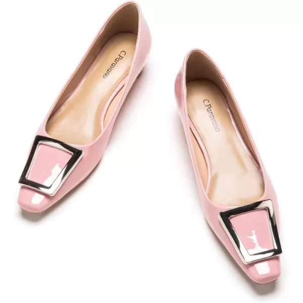 C.Paravano Women's Pumps | Closed Toe Chunky Heel | Leather Low Block Heels | Square Toe Low Heels | Dress Pumps Shoes | Pearl Ankle Strap Pumps Shoes