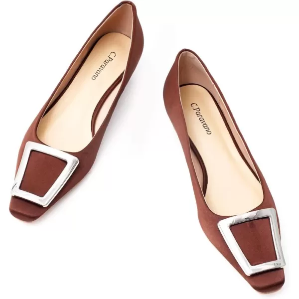 C.Paravano Women's Pumps | Closed Toe Chunky Heel | Leather Low Block Heels | Square Toe Low Heels | Dress Pumps Shoes | Pearl Ankle Strap Pumps Shoes