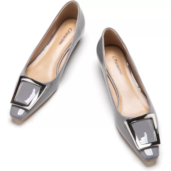 C.Paravano Women's Pumps | Closed Toe Chunky Heel | Leather Low Block Heels | Square Toe Low Heels | Dress Pumps Shoes | Pearl Ankle Strap Pumps Shoes