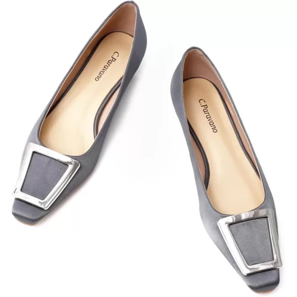 C.Paravano Women's Pumps | Closed Toe Chunky Heel | Leather Low Block Heels | Square Toe Low Heels | Dress Pumps Shoes | Pearl Ankle Strap Pumps Shoes