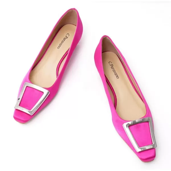 C.Paravano Women's Pumps | Closed Toe Chunky Heel | Leather Low Block Heels | Square Toe Low Heels | Dress Pumps Shoes | Pearl Ankle Strap Pumps Shoes
