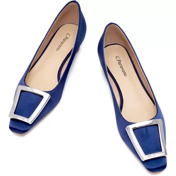 C.Paravano Women's Pumps | Closed Toe Chunky Heel | Leather Low Block Heels | Square Toe Low Heels | Dress Pumps Shoes | Pearl Ankle Strap Pumps Shoes