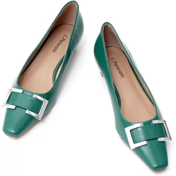 C.Paravano Women's Pumps | Closed Toe Chunky Heel | Leather Low Block Heels | Square Toe Low Heels | Dress Pumps Shoes | Pearl Ankle Strap Pumps Shoes