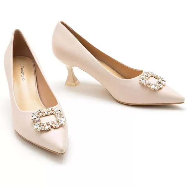 C.Paravano Women's Pumps I Pointed Toe Kitten Heel I Closed Toe Dress Pump I Comfortable Wedding Shoes