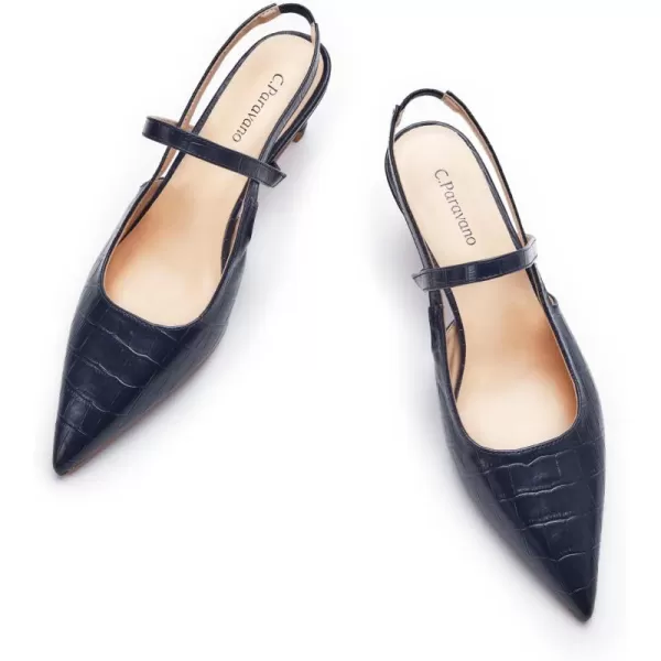 C.Paravano Women's Slingback Flats | Pointed Toe Flats Sandals | Leather Kitten Heels | Closed Heeled Sandal | Wedding Dress Pumps Shoes for Women