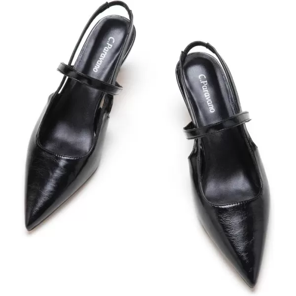 C.Paravano Women's Slingback Flats | Pointed Toe Flats Sandals | Leather Kitten Heels | Closed Heeled Sandal | Wedding Dress Pumps Shoes for Women