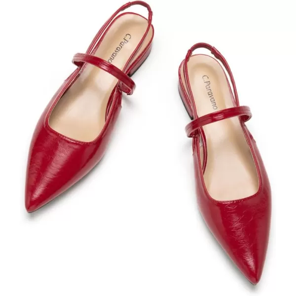 C.Paravano Women's Slingback Flats | Pointed Toe Flats Sandals | Leather Kitten Heels | Closed Heeled Sandal | Wedding Dress Pumps Shoes for Women