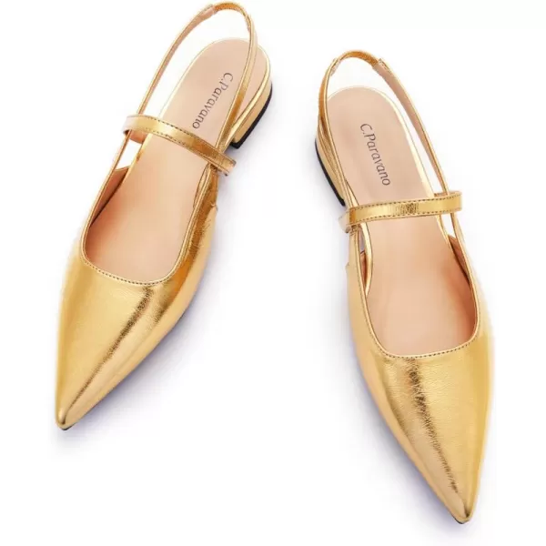 C.Paravano Women's Slingback Flats | Pointed Toe Flats Sandals | Leather Kitten Heels | Closed Heeled Sandal | Wedding Dress Pumps Shoes for Women
