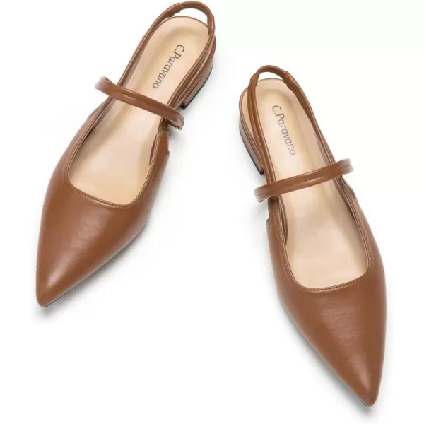 C.Paravano Women's Slingback Flats | Pointed Toe Flats Sandals | Leather Kitten Heels | Closed Heeled Sandal | Wedding Dress Pumps Shoes for Women