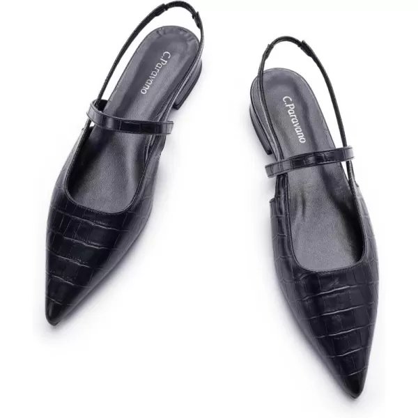 C.Paravano Women's Slingback Flats | Pointed Toe Flats Sandals | Leather Kitten Heels | Closed Heeled Sandal | Wedding Dress Pumps Shoes for Women
