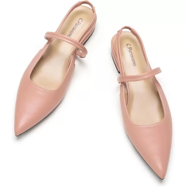 C.Paravano Women's Slingback Flats | Pointed Toe Flats Sandals | Leather Kitten Heels | Closed Heeled Sandal | Wedding Dress Pumps Shoes for Women
