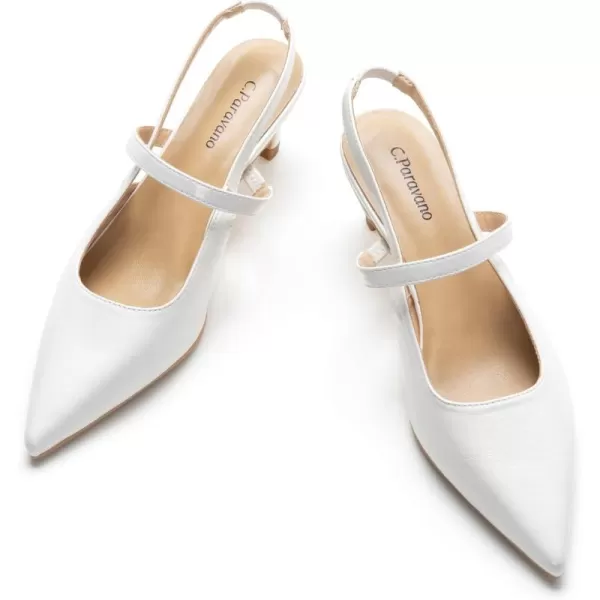 C.Paravano Women's Slingback Flats | Pointed Toe Flats Sandals | Leather Kitten Heels | Closed Heeled Sandal | Wedding Dress Pumps Shoes for Women