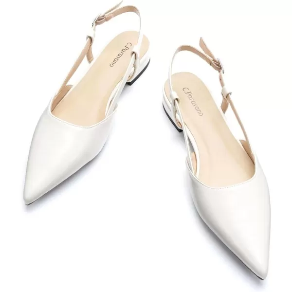 C.Paravano Women's Slingback Flats | Pointed Toe Slingback Flats for Women | Kitten Heel Slingback Sandals | Adjustable Ankle Strap Shoes