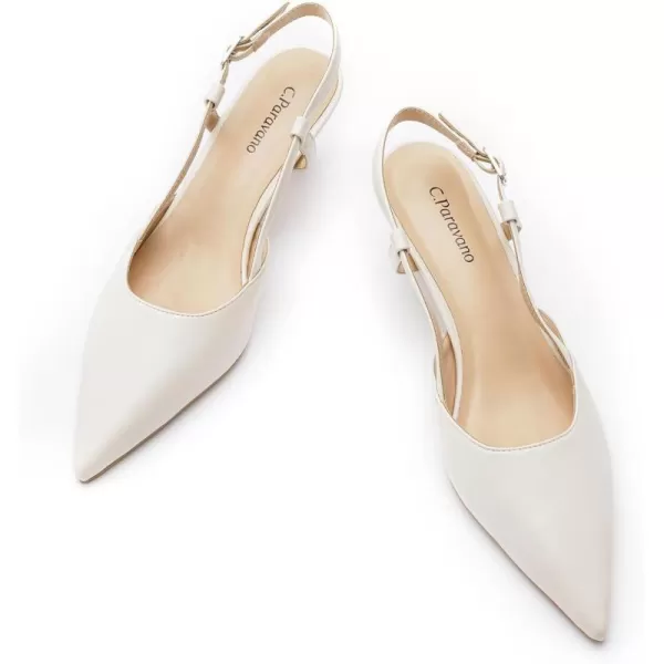 C.Paravano Women's Slingback Flats | Pointed Toe Slingback Flats for Women | Kitten Heel Slingback Sandals | Adjustable Ankle Strap Shoes