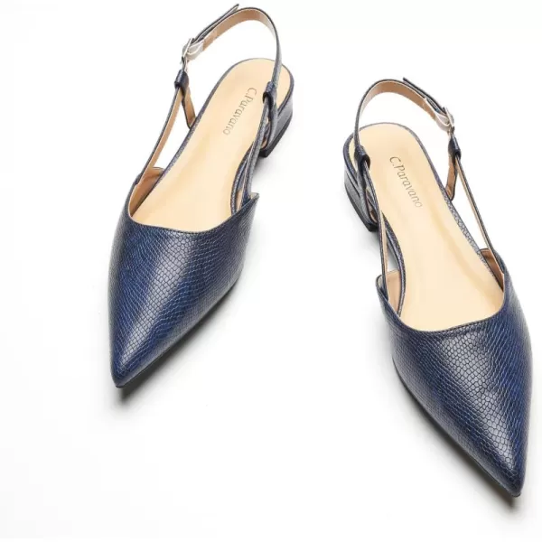 C.Paravano Women's Slingback Flats | Pointed Toe Slingback Flats for Women | Kitten Heel Slingback Sandals | Adjustable Ankle Strap Shoes