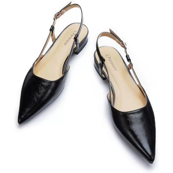 C.Paravano Women's Slingback Flats | Pointed Toe Slingback Flats for Women | Kitten Heel Slingback Sandals | Adjustable Ankle Strap Shoes