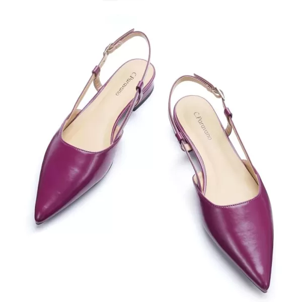C.Paravano Women's Slingback Flats | Pointed Toe Slingback Flats for Women | Kitten Heel Slingback Sandals | Adjustable Ankle Strap Shoes