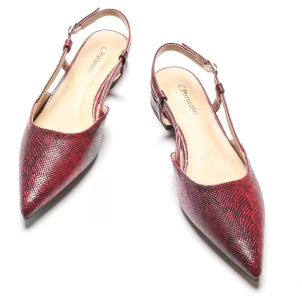 C.Paravano Women's Slingback Flats | Pointed Toe Slingback Flats for Women | Kitten Heel Slingback Sandals | Adjustable Ankle Strap Shoes