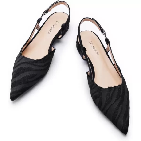 C.Paravano Women's Slingback Flats | Pointed Toe Slingback Flats for Women | Kitten Heel Slingback Sandals | Adjustable Ankle Strap Shoes