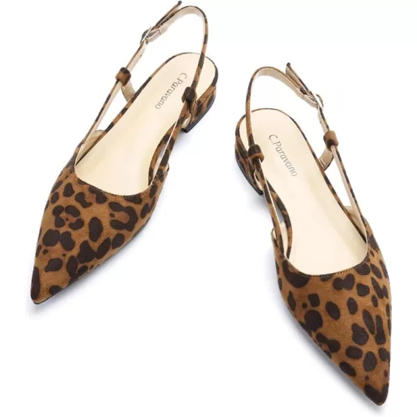 C.Paravano Women's Slingback Flats | Pointed Toe Slingback Flats for Women | Kitten Heel Slingback Sandals | Adjustable Ankle Strap Shoes