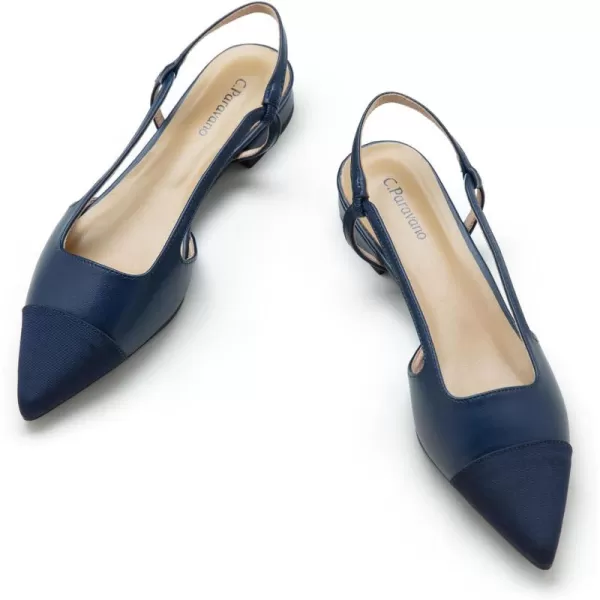 C.Paravano Women's Slingback | Leather Slingback Flats | Pointed Toe Slingback Pumps | Comfort Heeled Sandal | Slip on Flats Shoes for Wedding