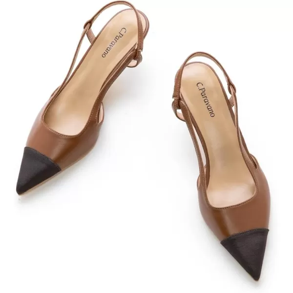 C.Paravano Women's Slingback | Leather Slingback Flats | Pointed Toe Slingback Pumps | Comfort Heeled Sandal | Slip on Flats Shoes for Wedding