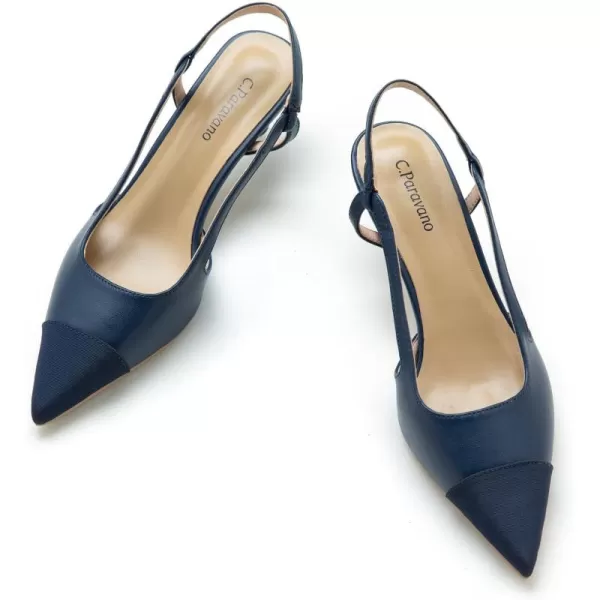 C.Paravano Women's Slingback | Leather Slingback Flats | Pointed Toe Slingback Pumps | Comfort Heeled Sandal | Slip on Flats Shoes for Wedding