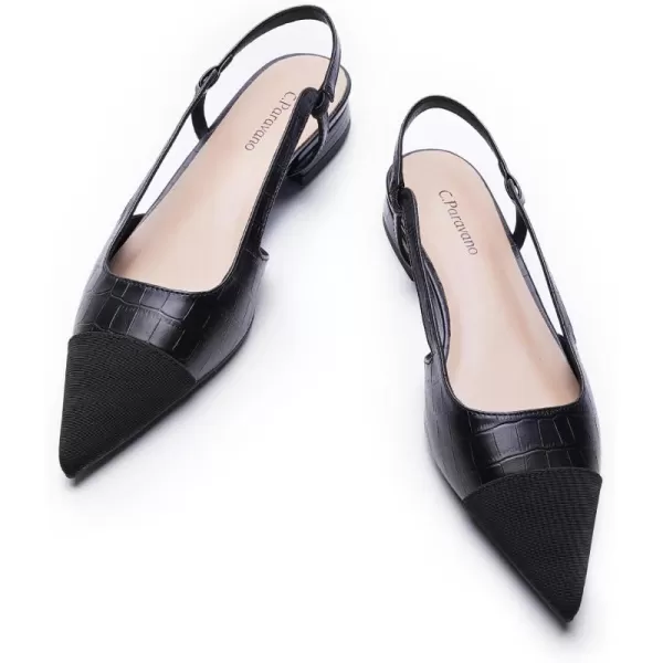 C.Paravano Women's Slingback | Leather Slingback Flats | Pointed Toe Slingback Pumps | Comfort Heeled Sandal | Slip on Flats Shoes for Wedding