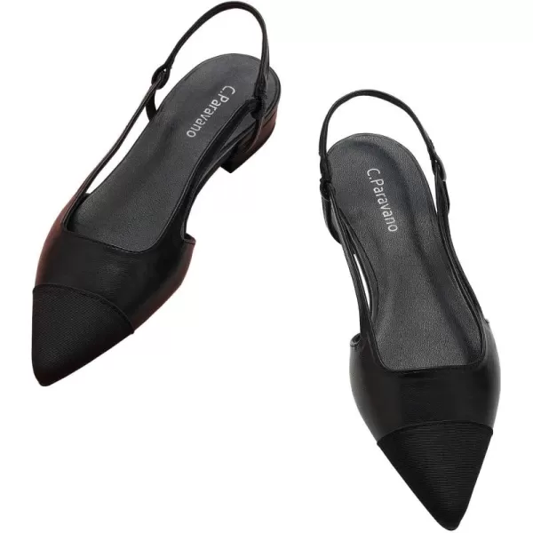 C.Paravano Women's Slingback | Leather Slingback Flats | Pointed Toe Slingback Pumps | Comfort Heeled Sandal | Slip on Flats Shoes for Wedding