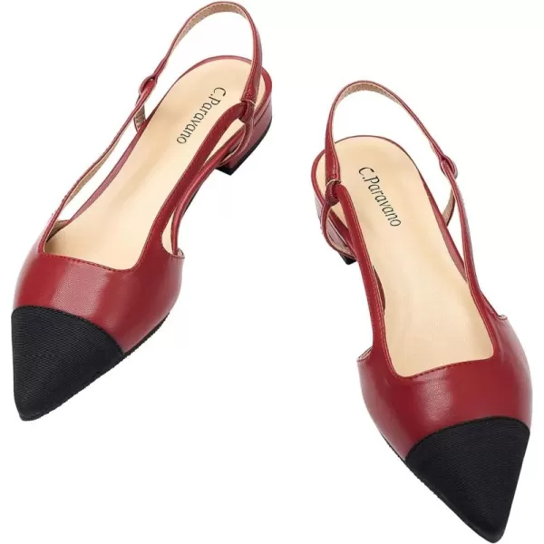 C.Paravano Women's Slingback | Leather Slingback Flats | Pointed Toe Slingback Pumps | Comfort Heeled Sandal | Slip on Flats Shoes for Wedding