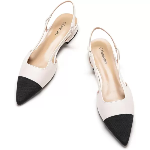 C.Paravano Women's Slingback | Leather Slingback Flats | Pointed Toe Slingback Pumps | Comfort Heeled Sandal | Slip on Flats Shoes for Wedding