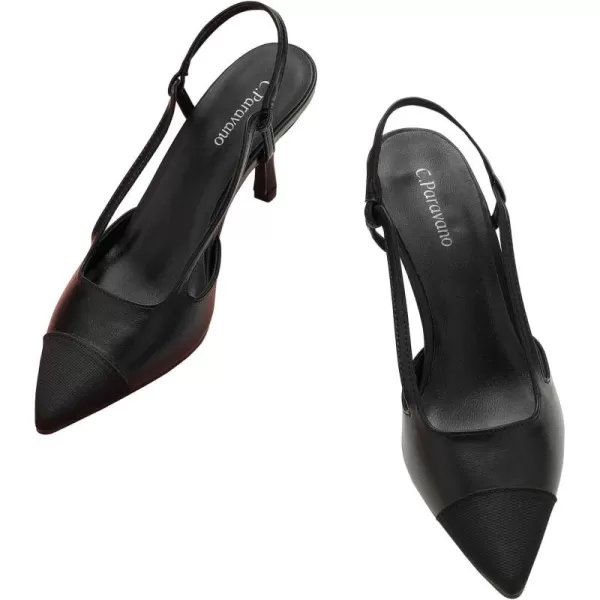 C.Paravano Women's Slingback | Leather Slingback Flats | Pointed Toe Slingback Pumps | Comfort Heeled Sandal | Slip on Flats Shoes for Wedding