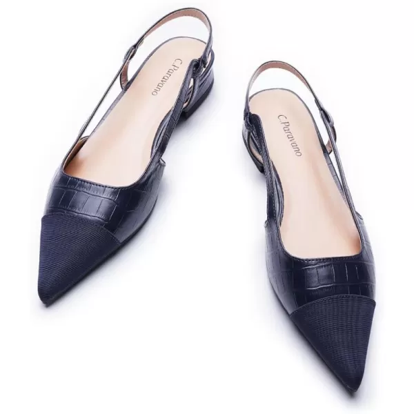 C.Paravano Women's Slingback | Leather Slingback Flats | Pointed Toe Slingback Pumps | Comfort Heeled Sandal | Slip on Flats Shoes for Wedding