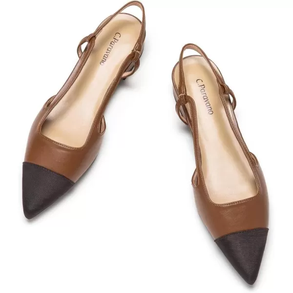 C.Paravano Women's Slingback | Leather Slingback Flats | Pointed Toe Slingback Pumps | Comfort Heeled Sandal | Slip on Flats Shoes for Wedding