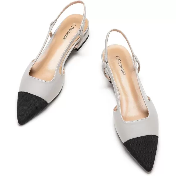 C.Paravano Women's Slingback | Leather Slingback Flats | Pointed Toe Slingback Pumps | Comfort Heeled Sandal | Slip on Flats Shoes for Wedding