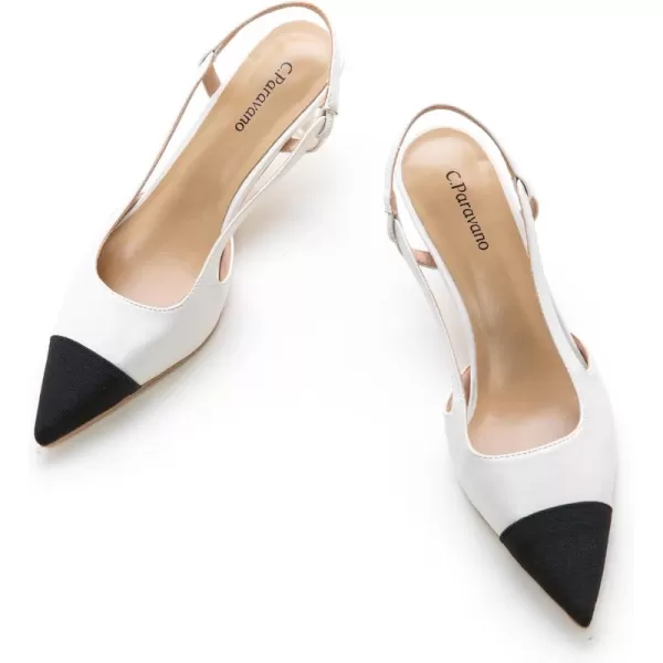 C.Paravano Women's Slingback | Leather Slingback Flats | Pointed Toe Slingback Pumps | Comfort Heeled Sandal | Slip on Flats Shoes for Wedding
