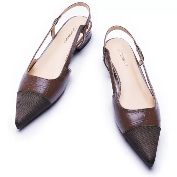 C.Paravano Women's Slingback | Leather Slingback Flats | Pointed Toe Slingback Pumps | Comfort Heeled Sandal | Slip on Flats Shoes for Wedding