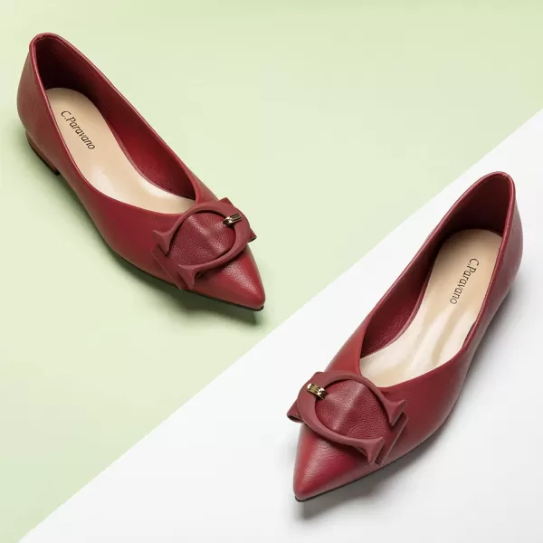 C.Paravano Flat Shoes for Women | Ballet Shoes | Pointed Toe Flats | Leather Flats for Women | Comfortable Slip on Women's Flats | Work Flats for Women