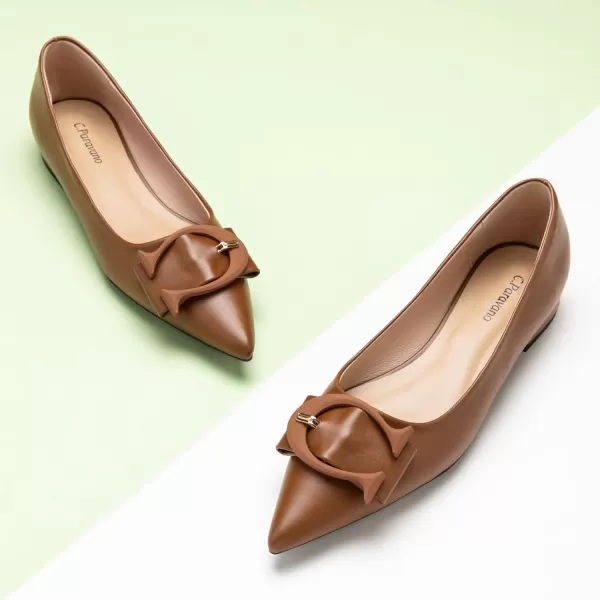 C.Paravano Flat Shoes for Women | Ballet Shoes | Pointed Toe Flats | Leather Flats for Women | Comfortable Slip on Women's Flats | Work Flats for Women